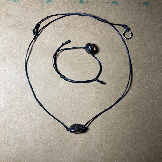 Ensemble (Collier + Bracelet) Quartz Fumé.