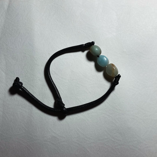 Bracelet en cuir (Pierre Amazonite).