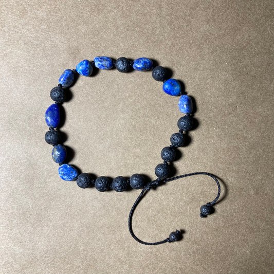 Bracelet Lapis-lazuli/Lave Volcanique